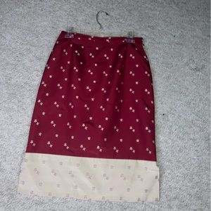 Red and white patterned skirt